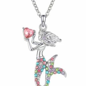 NEW IN PACKAGE - MERMAID 🧜‍♀️ RHINESTONE PENDANT NECKLACE MULTI